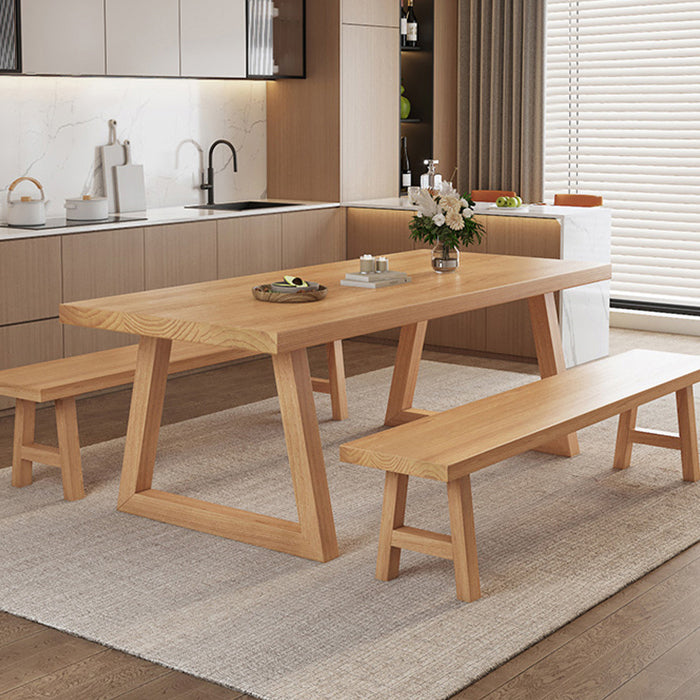Simplicity Style Dinette Table Rectangle Solid Wood Dinner Table in Brown