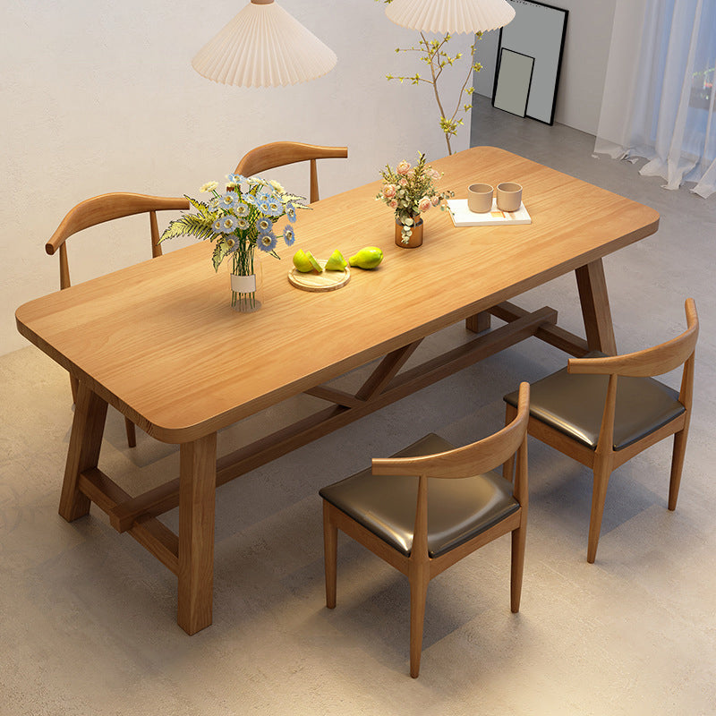 Industrial Dinette Table Solid Wood Rectangle Dinner Table in Brown