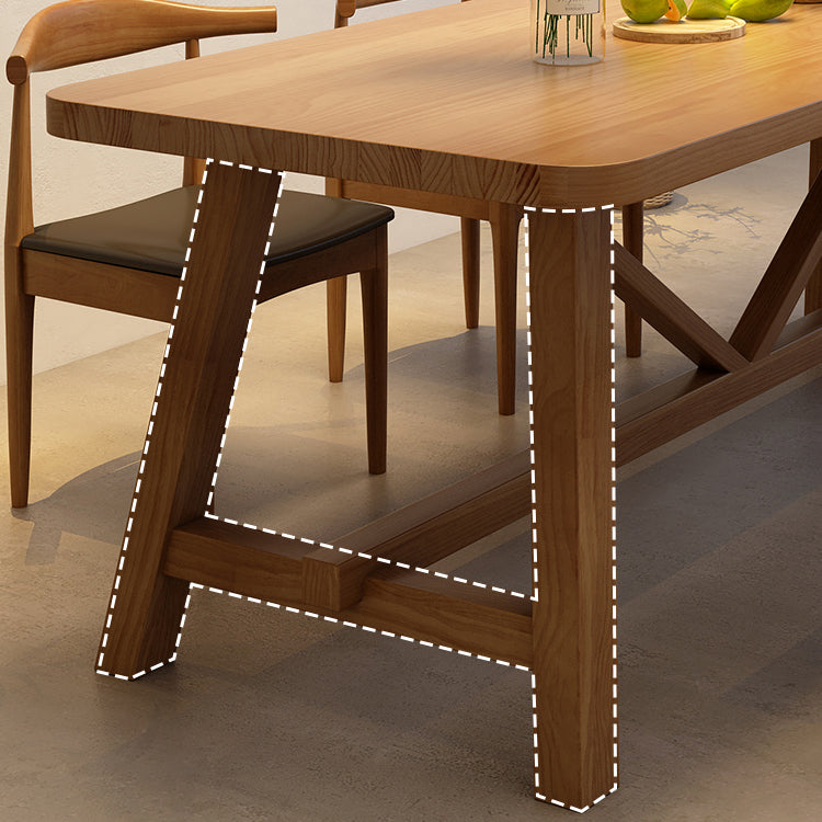 Industrial Dinette Table Solid Wood Rectangle Dinner Table in Brown