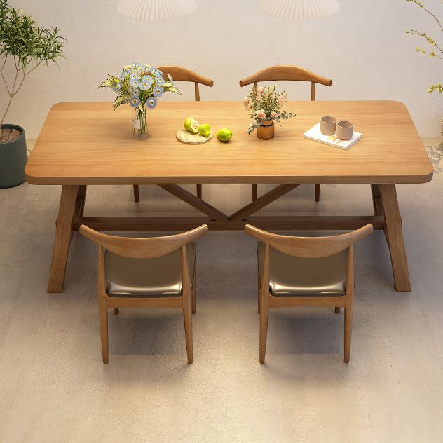 Industrial Dinette Table Solid Wood Rectangle Dinner Table in Brown