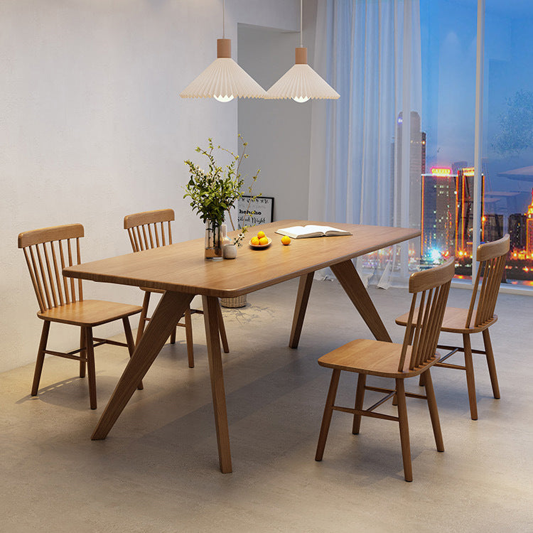 Industrial Style Dinette Table Solid Wood Rectangle Dinner Table in Brown