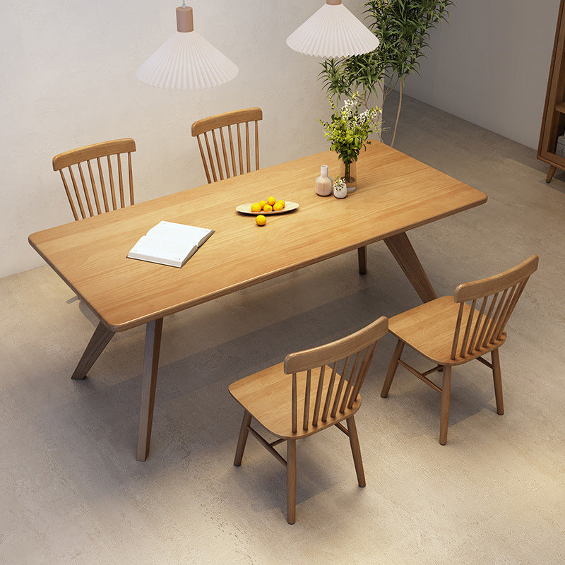 Industrial Style Dinette Table Solid Wood Rectangle Dinner Table in Brown