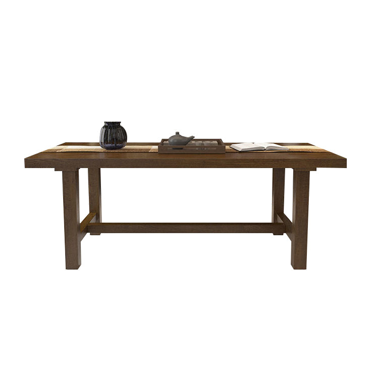 Industrial Dinette Table Rectangle Solid Wood Dinner Table in Brown