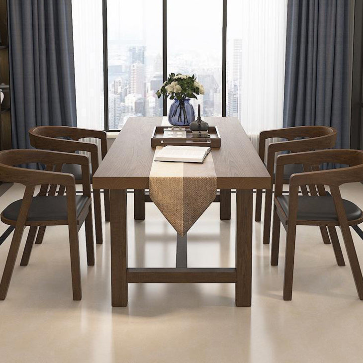 Industrial Dinette Table Rectangle Solid Wood Dinner Table in Brown