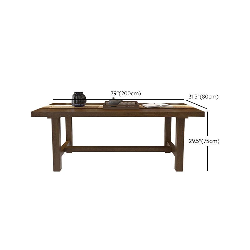 Industrial Dinette Table Rectangle Solid Wood Dinner Table in Brown