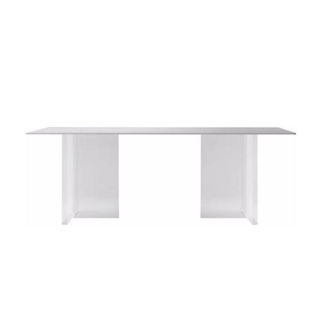 Simplicity Dinette Table Rectangle Stone Dinner Table in White