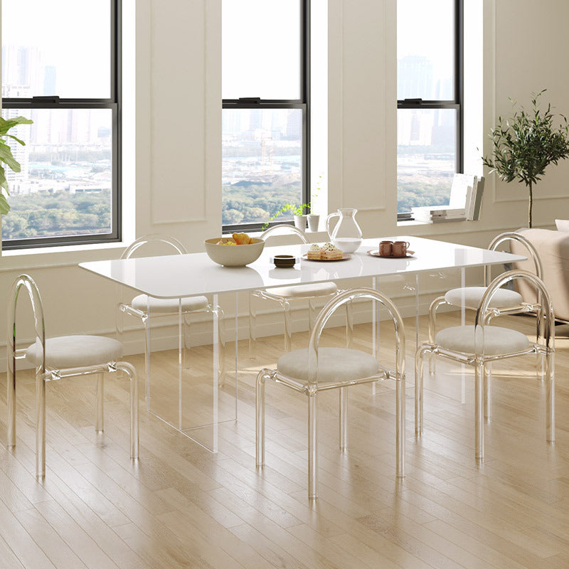 Simplicity Dinette Table Rectangle Stone Dinner Table in White