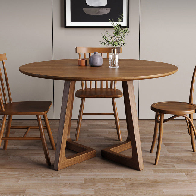 Dining Room Dinner Table Round Wood Top Kitchen Dining Table