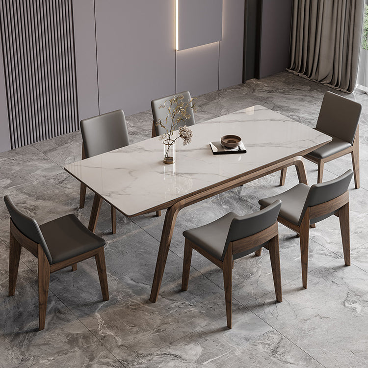 Industrial Dinner Table Stone Rectangle Dining Site Table in White