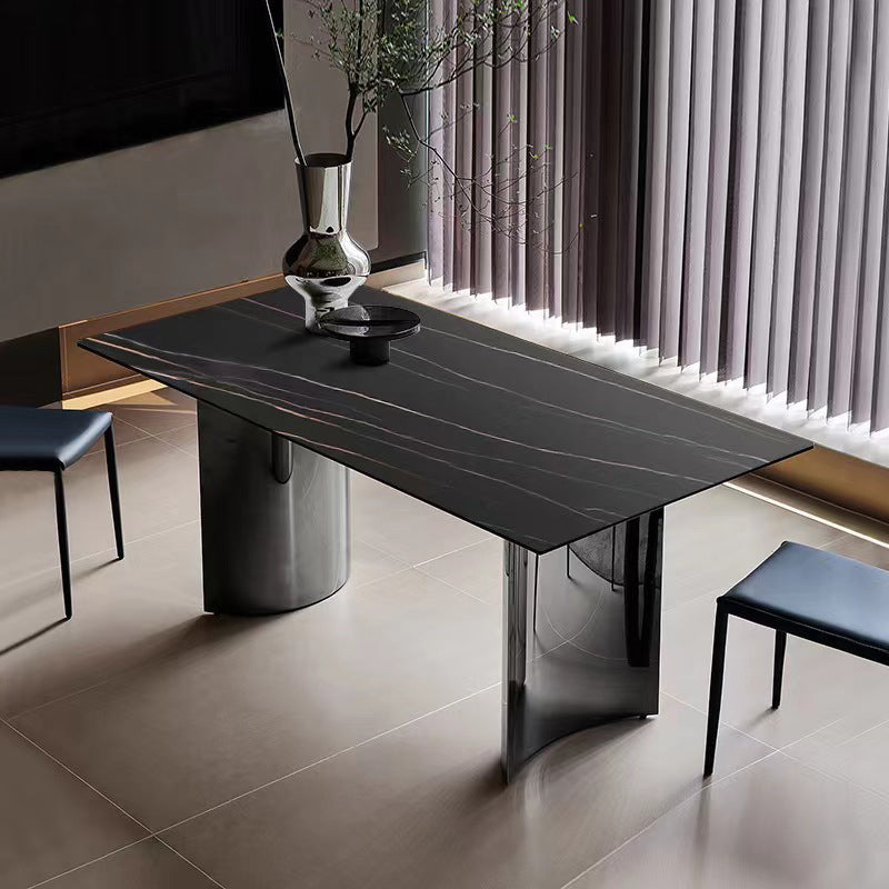 Industrial Dinner Table Stone Rectangle Dining Site Table for Home