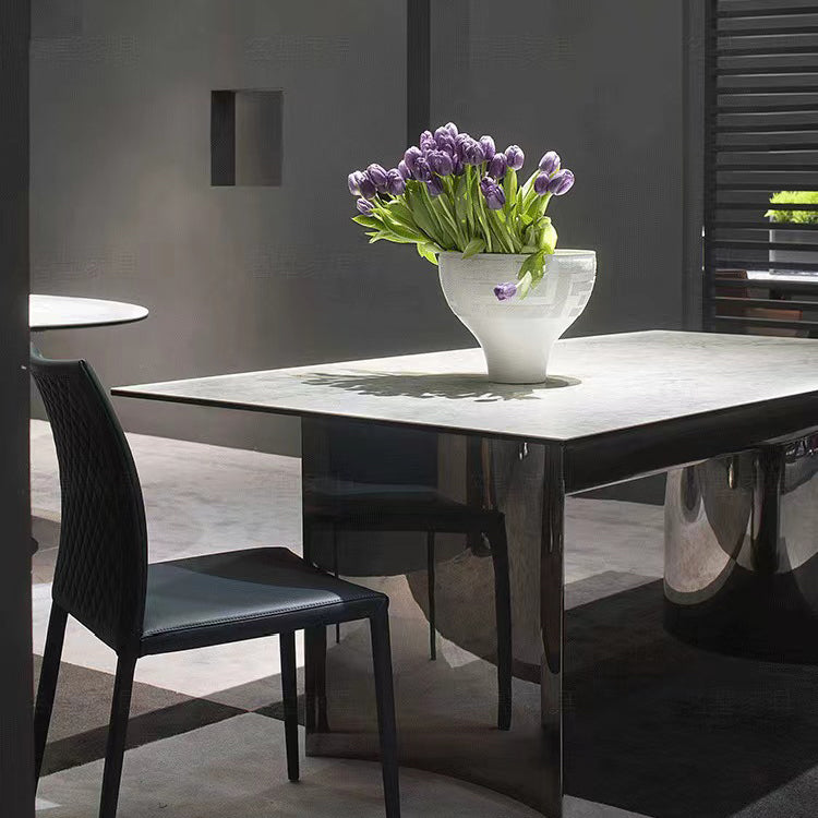 Industrial Dinner Table Stone Rectangle Dining Site Table for Home