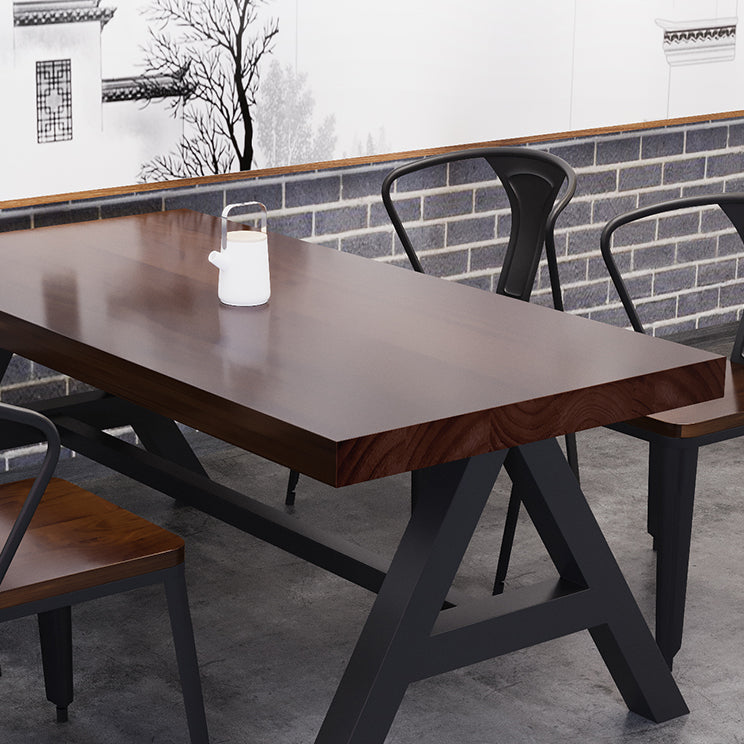 Industrial Kitchen Rectangle Dinner Table Solid Wood Dining Table