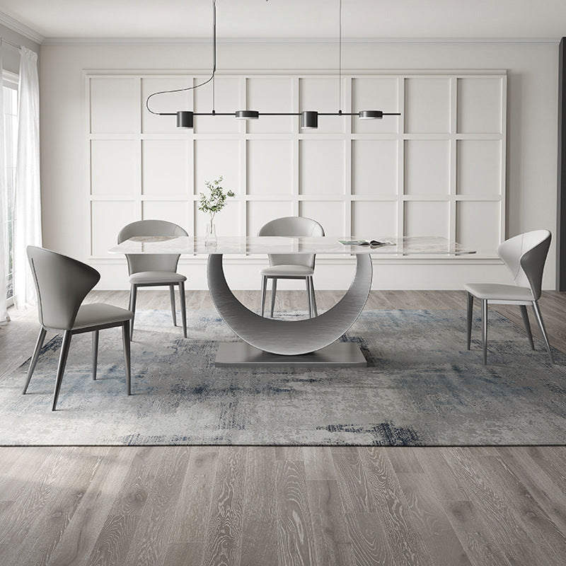 Industrial Dinner Table Stone Rectangle Dining Site Table for Dining Room