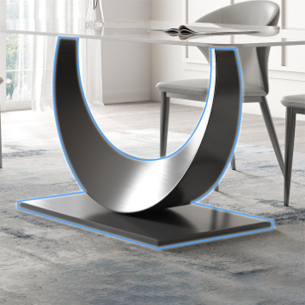 Industrial Dinner Table Stone Rectangle Dining Site Table for Dining Room