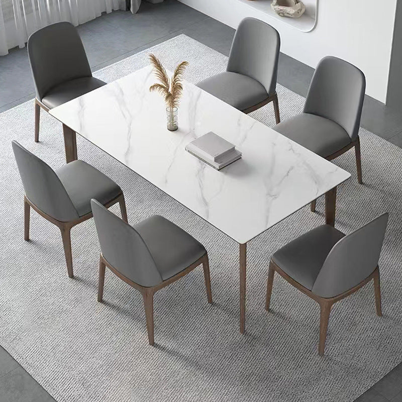 Industrial Style Dinner Table Stone Rectangle Dining Site Table in White