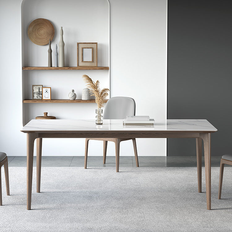 Industrial Style Dinner Table Stone Rectangle Dining Site Table in White