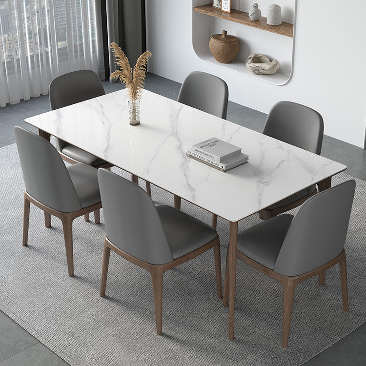Industrial Style Dinner Table Stone Rectangle Dining Site Table in White