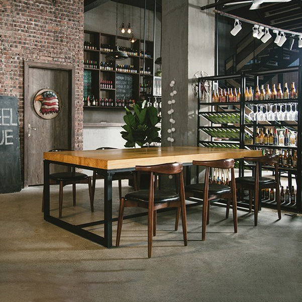 Industrial Rectangle Dinner Table Dining Room Solid Wood Dining Table