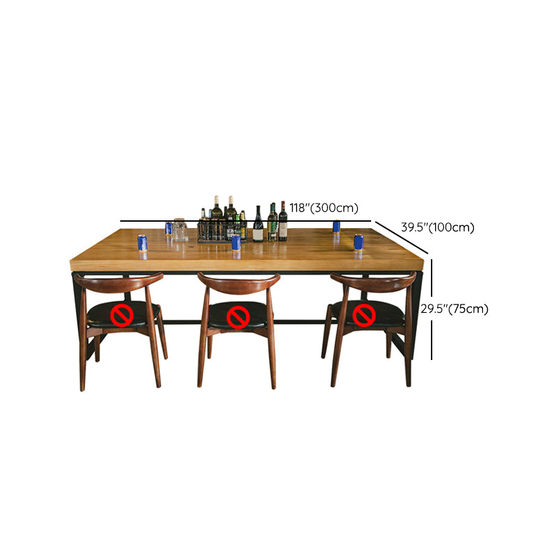 Industrial Rectangle Dinner Table Dining Room Solid Wood Dining Table
