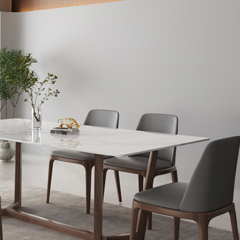 Industrial Style Dinner Table Rectangle Stone Dining Site Table in White