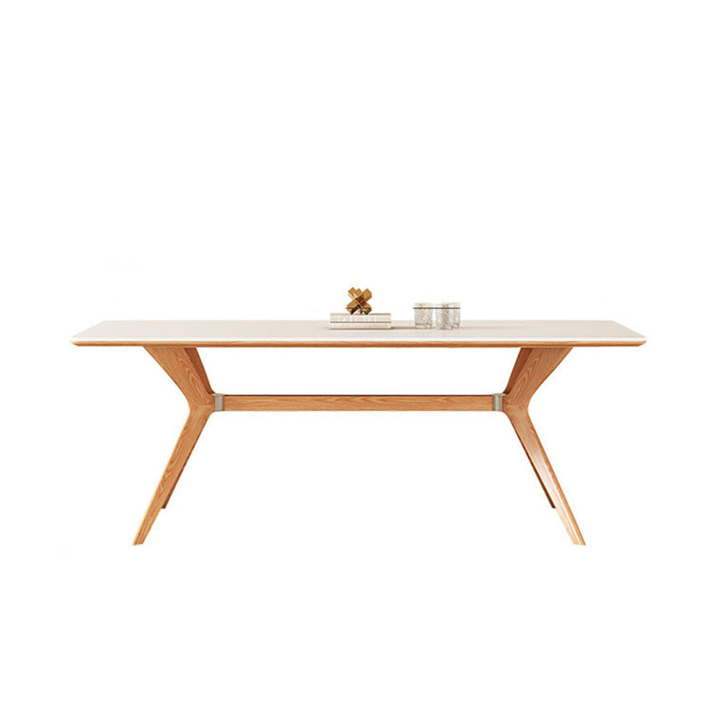 Industrial Dinner Table Rectangle Stone Dining Site Table in White