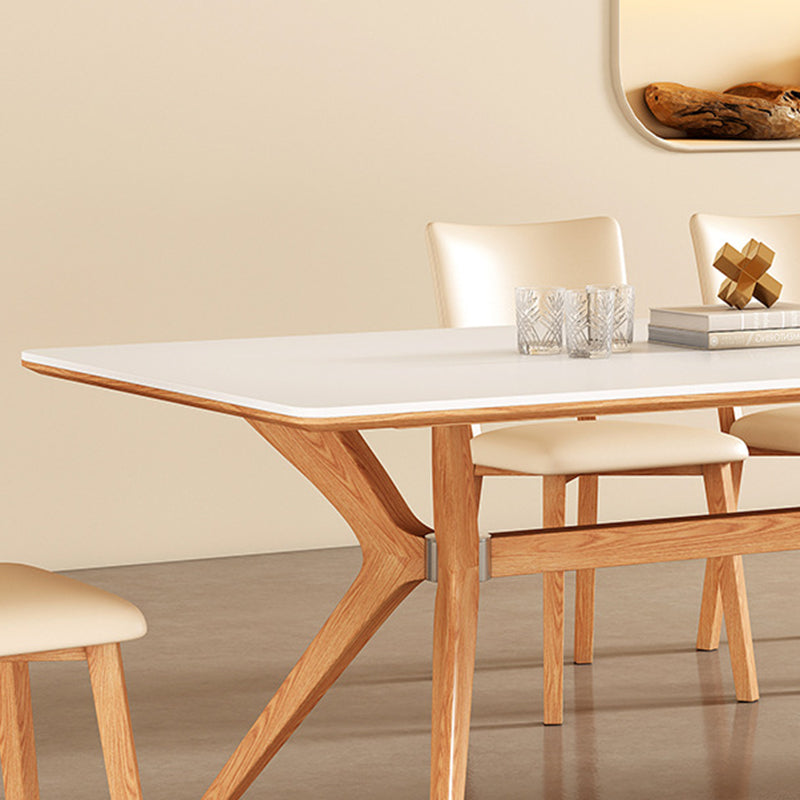 Industrial Dinner Table Rectangle Stone Dining Site Table in White