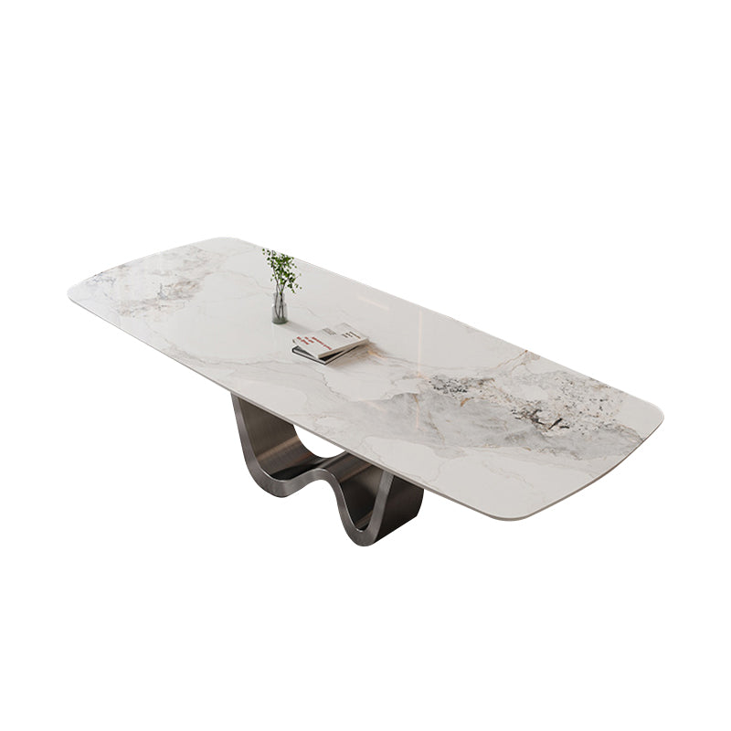 Kitchen Dinner Table Dining Room Stone Rectangle Dining Table