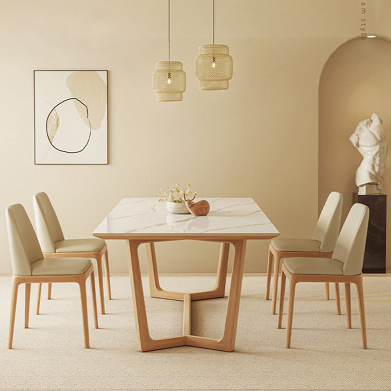 Industrial Dining Room Table Rectangle Stone Dining Site Table in White
