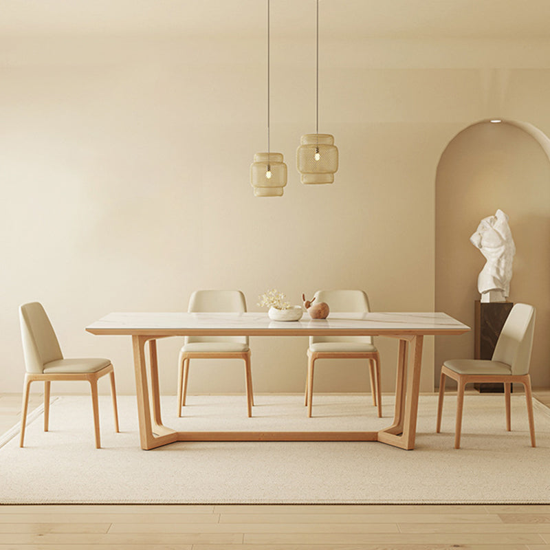 Industrial Dining Room Table Rectangle Stone Dining Site Table in White