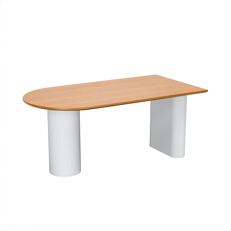 Solid Wood Dining Table Double Pedestal Dinner Table for Dining Room