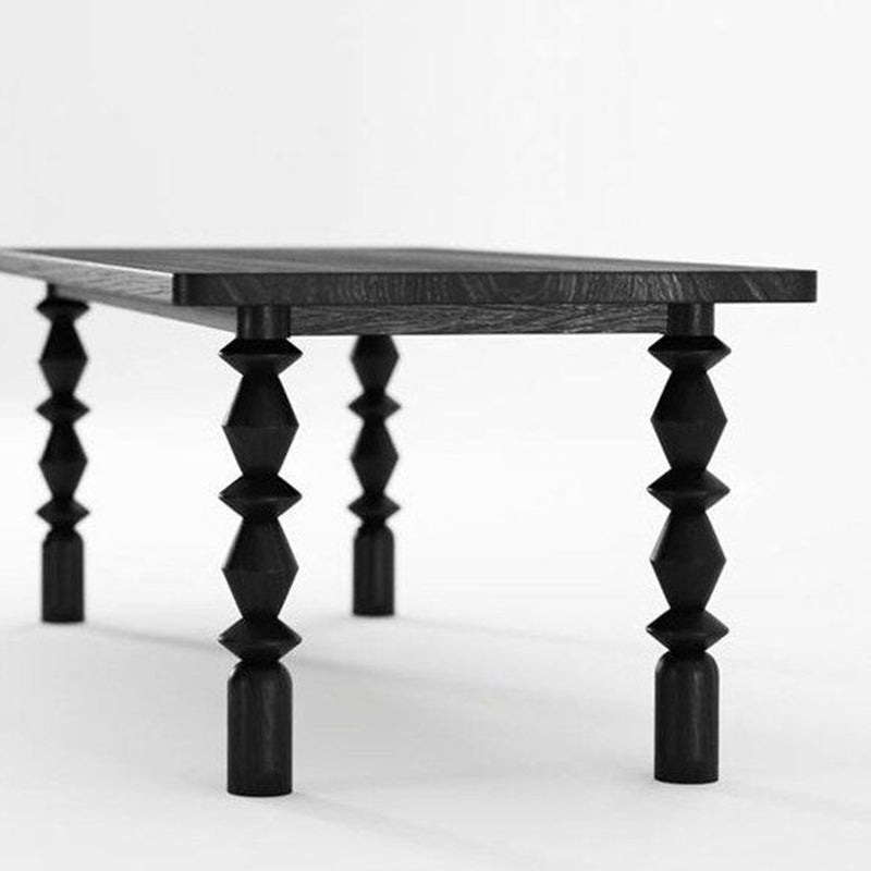 Solid Wood Dining Table Rectangle 4 Legs Dinner Table for Dining Room