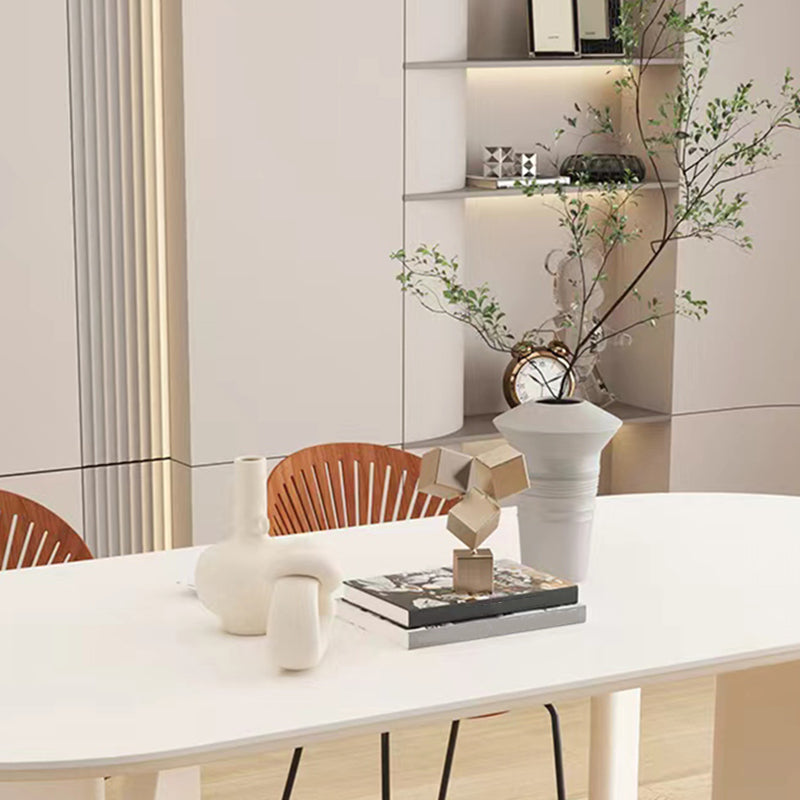 Solid Wood Dining Table White Modern Dinner Table for Dining Room