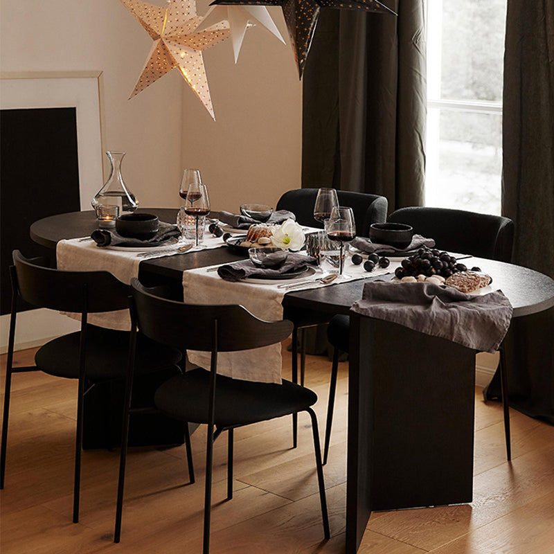 Modern Wood Dining Table Oval Black Dinner Table for Dining Room