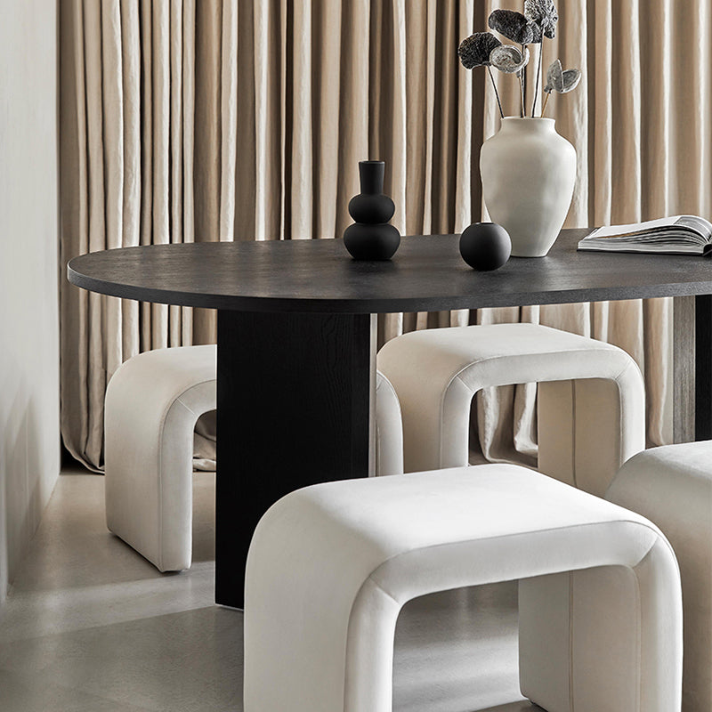 Modern Wood Dining Table Oval Black Dinner Table for Dining Room
