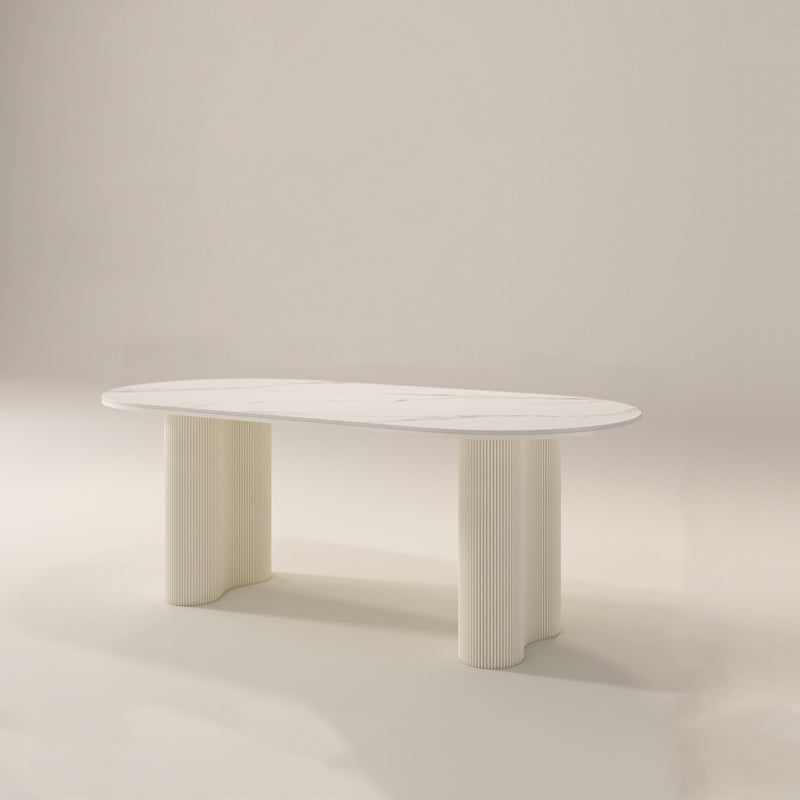 Oval Double Pedestal Dining Table Contemporary Kitchen Dinner Table