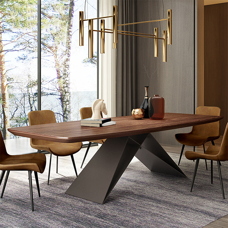 Industrial Dining Table Rectangle Wooden Top Dinner Table for Dining Room