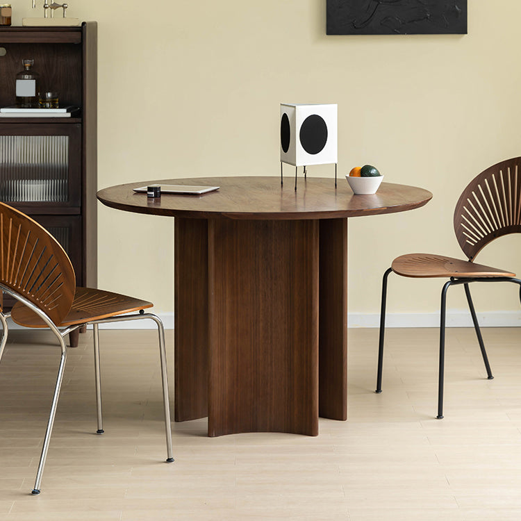 Solid Wood Dining Table Round Modern Dinner Table for Dining Room