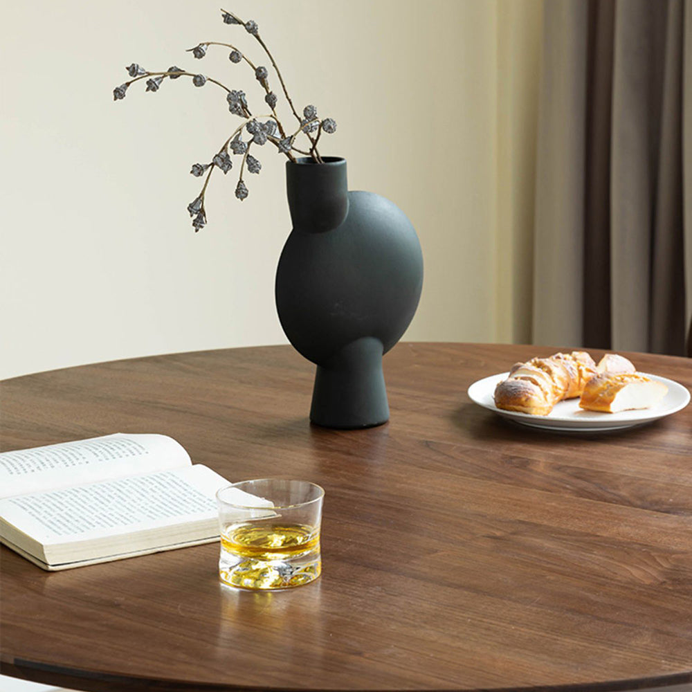 Solid Wood Dining Table Round Modern Dinner Table for Dining Room