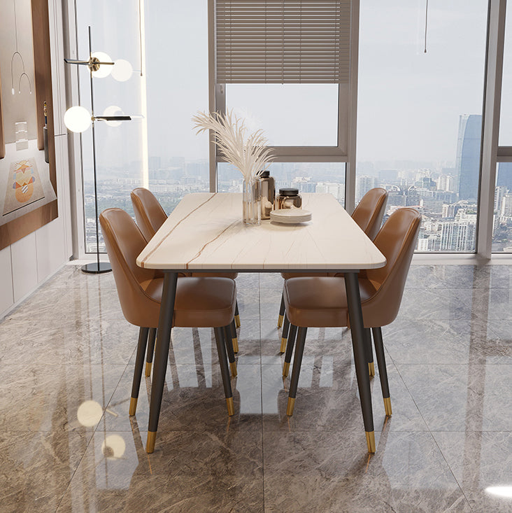 Modern Stone Rectangle Dining Table 1/2/5/7 Pieces Dining Set for Living Room
