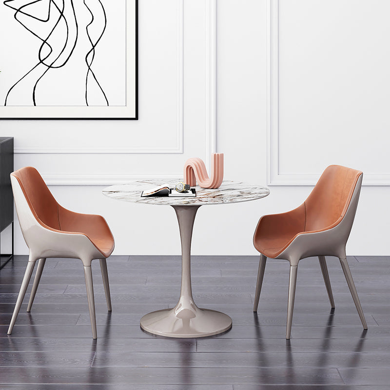 Round Dining Set with Solid Back Chairs 1/2/3 Pcs Stone Top Dinette Set for Kitchen