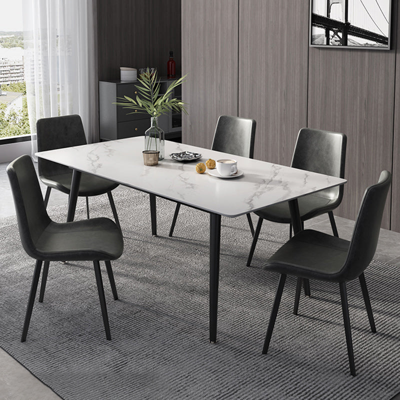 Modern Dinette Set with Solid Back Chairs 1/4/5/6/7 Pcs Stone Top Dining Table Set
