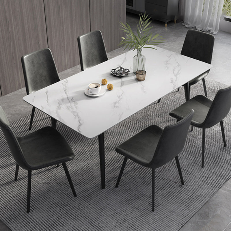 Modern Dinette Set with Solid Back Chairs 1/4/5/6/7 Pcs Stone Top Dining Table Set