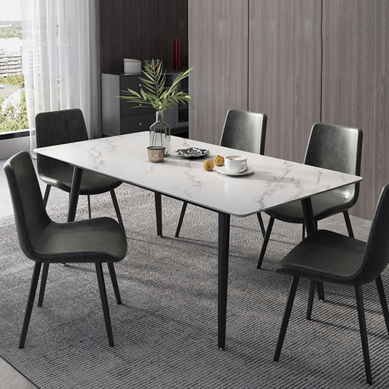Modern Dinette Set with Solid Back Chairs 1/4/5/6/7 Pcs Stone Top Dining Table Set