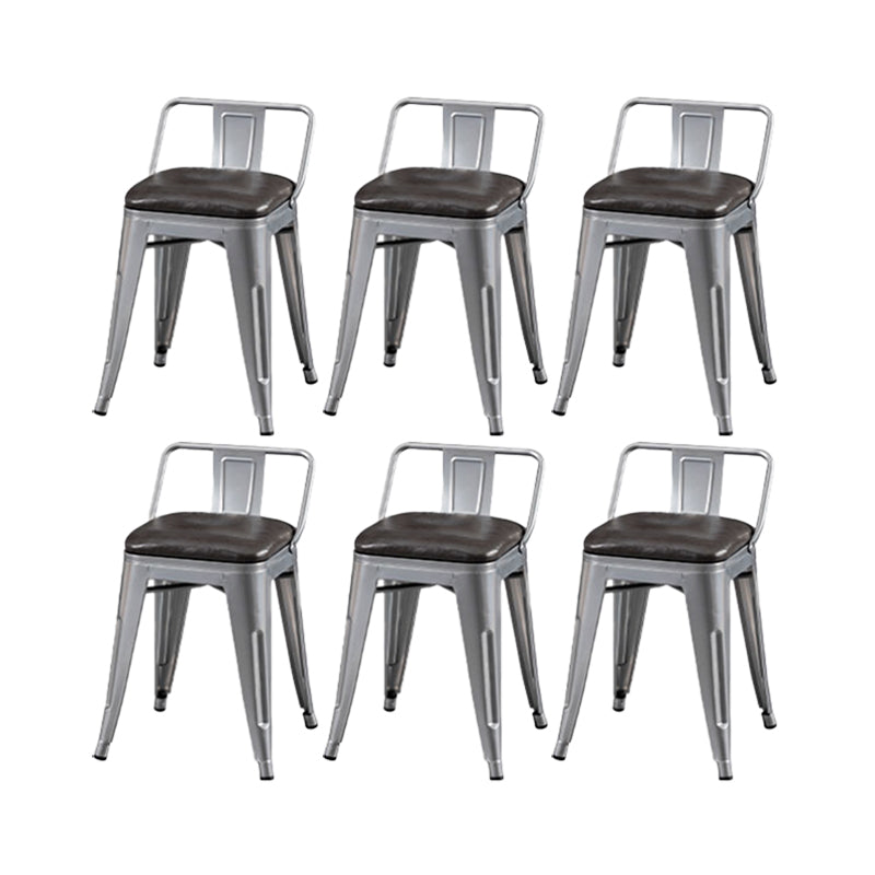 Slat Back Kitchen Dining Chairs Silver Arm Chairs with Metal Base