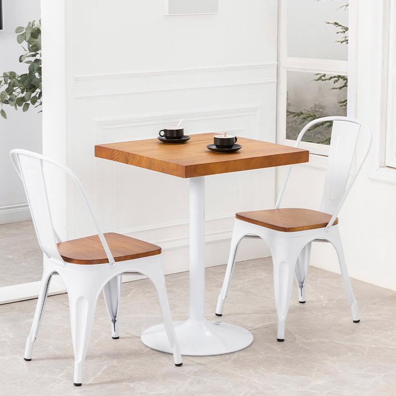 Slat Back Arm Chairs Contemporary Dining Chairs with Metal Base