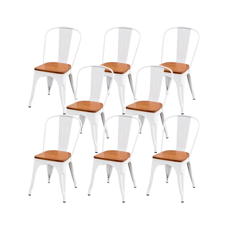 Slat Back Arm Chairs Contemporary Dining Chairs with Metal Base