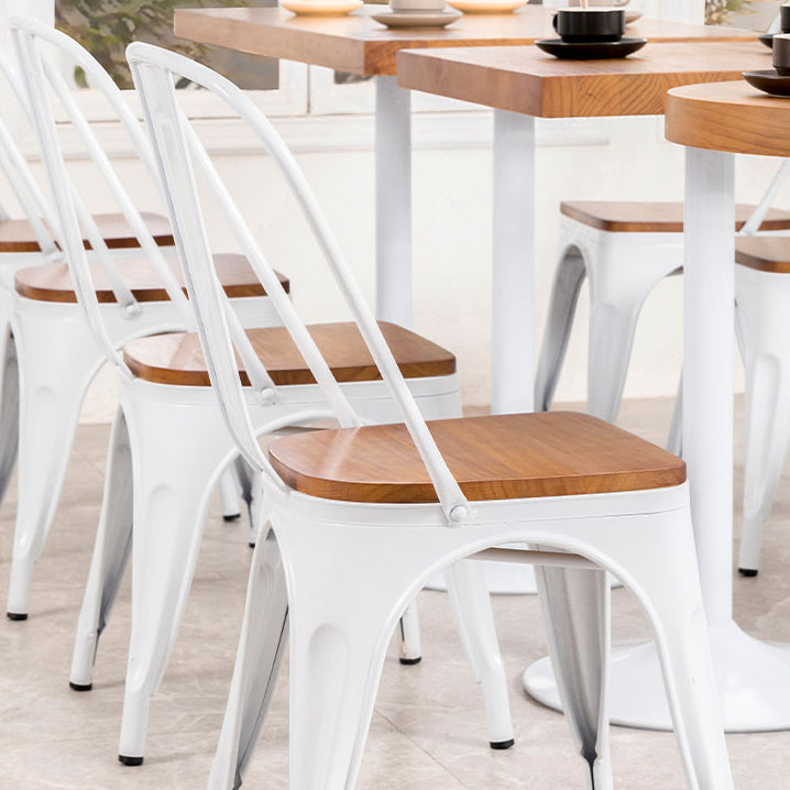 Slat Back Arm Chairs Contemporary Dining Chairs with Metal Base