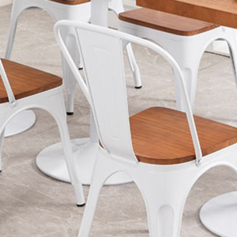 Slat Back Arm Chairs Contemporary Dining Chairs with Metal Base