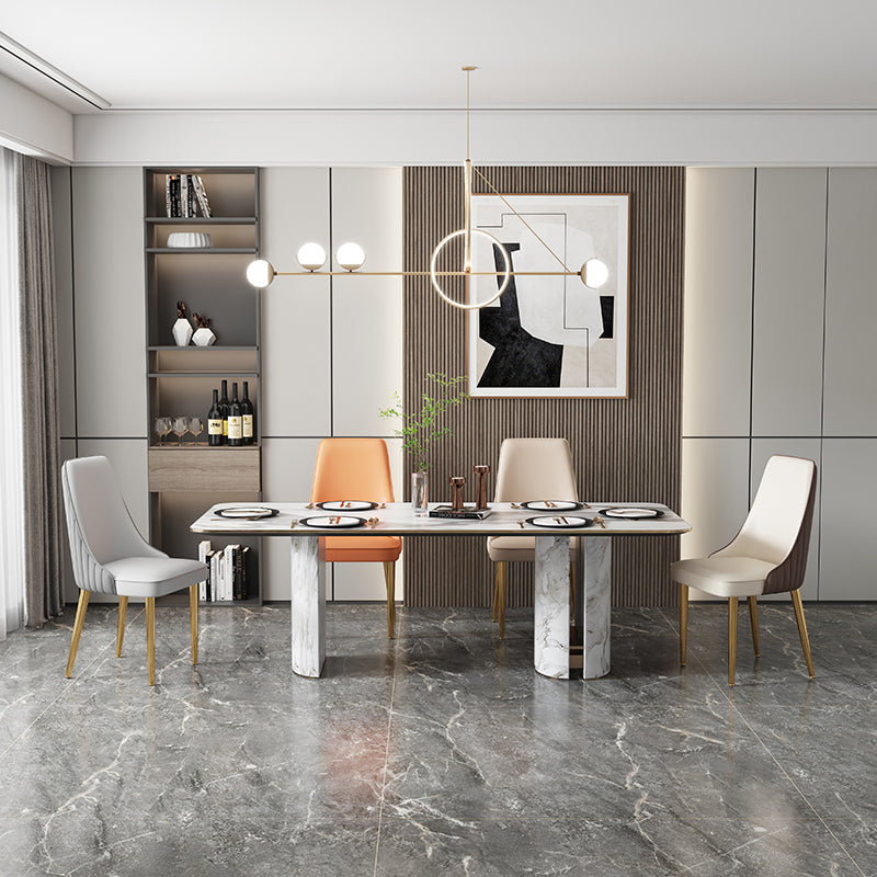 Glam Style Side Chair Leather Parsons Back Dining Chair for Home