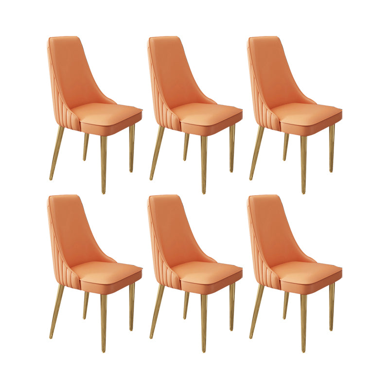 Glam Style Side Chair Leather Parsons Back Dining Chair for Home